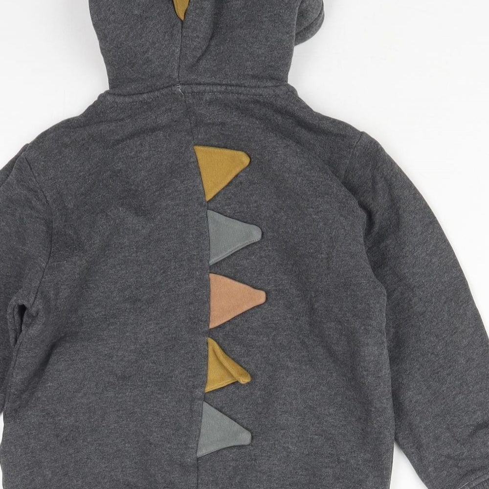 NEXT Boys Grey  Cotton Full Zip Hoodie Size 4-5 Years  Zip - Dinosaur