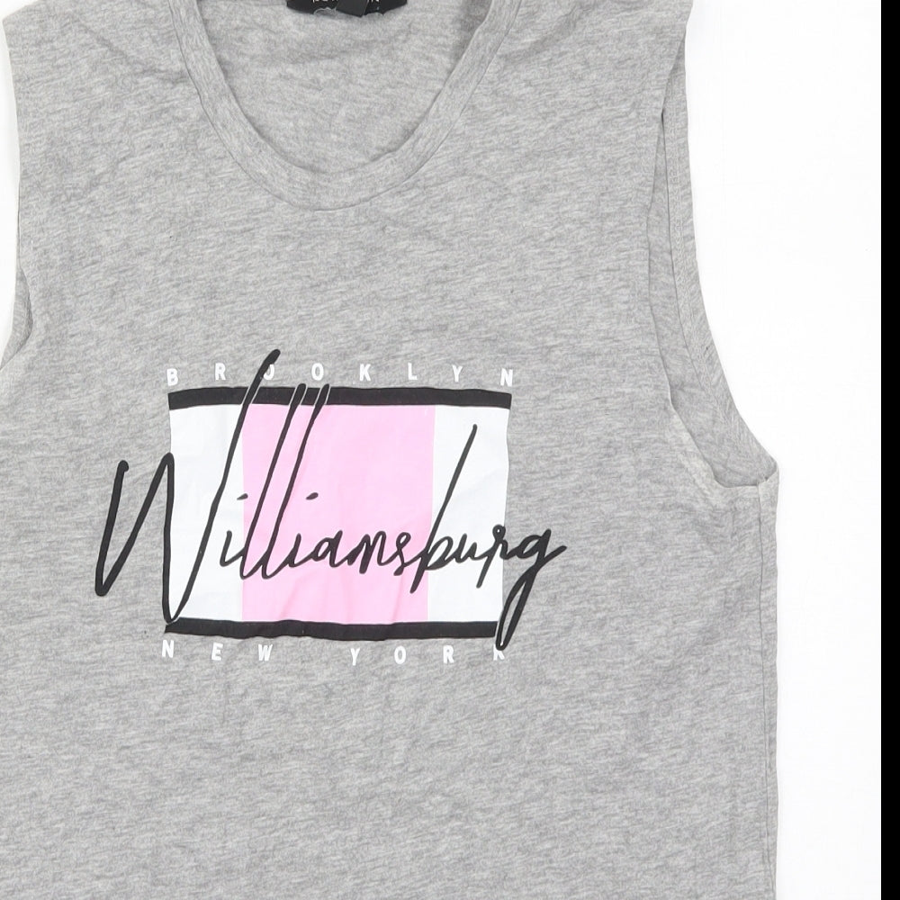 New Look Womens Grey  Cotton Basic Tank Size 6 Crew Neck - Brooklyn Williamsburg
