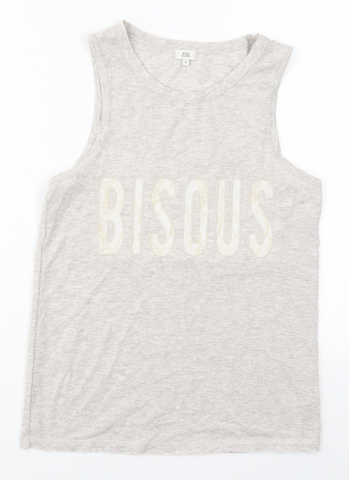 River Island Womens Beige  Polyester Basic Tank Size 8 Crew Neck - Bisous