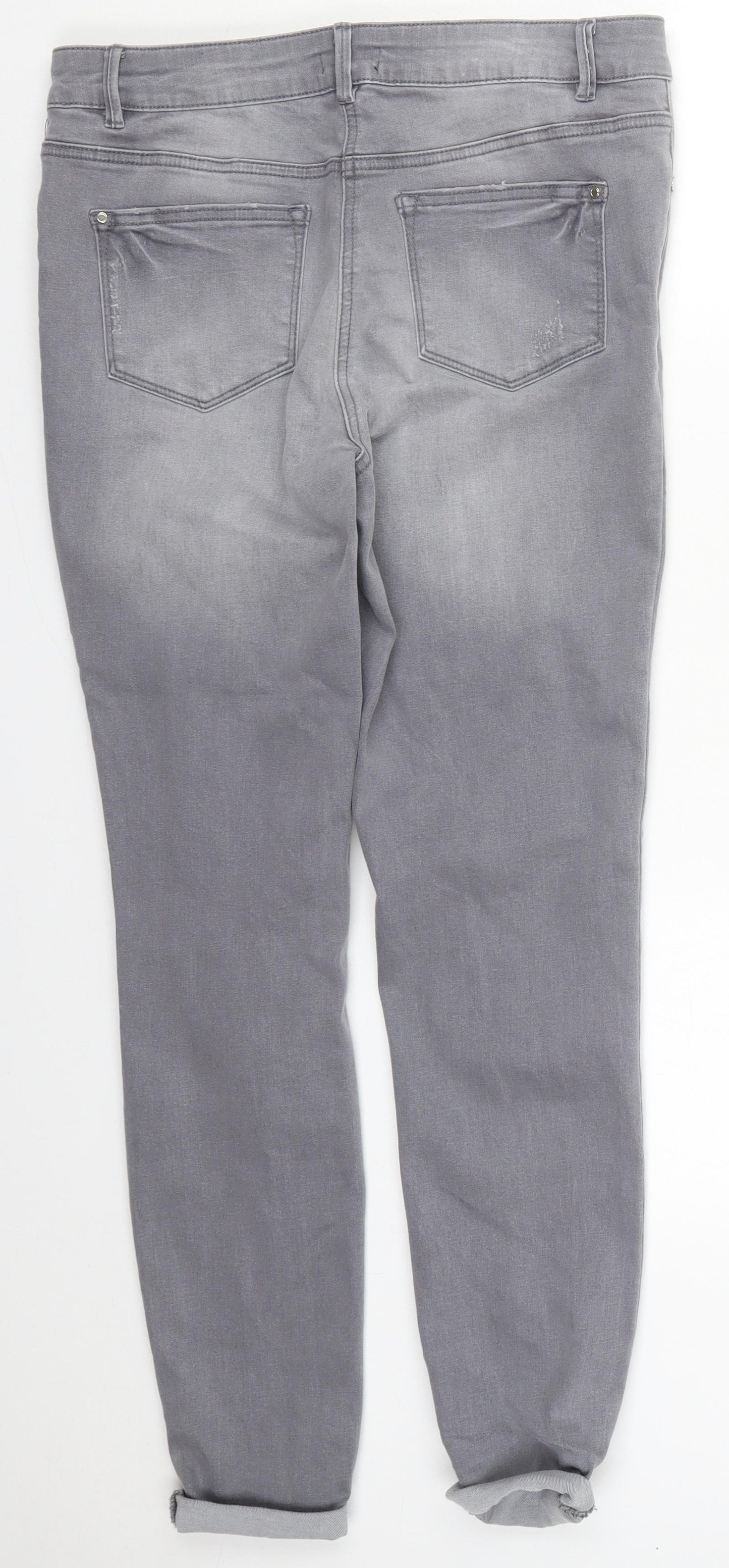 Matalan Womens Grey  Cotton Skinny Jeans Size 14 L29 in Regular Button