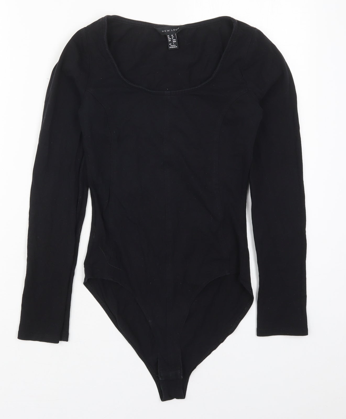 New Look Womens Black  Cotton Bodysuit One-Piece Size 10  Button