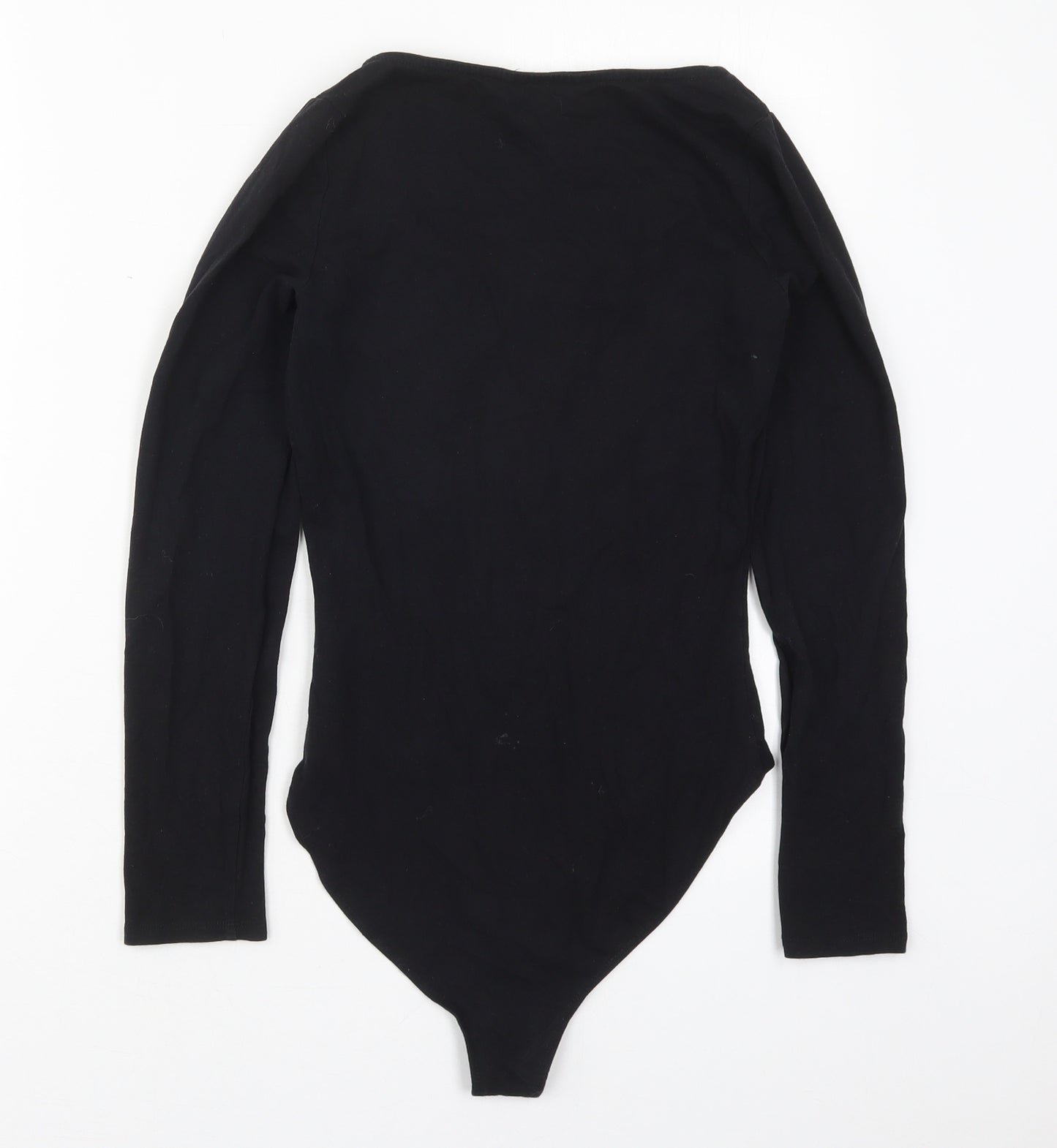 New Look Womens Black  Cotton Bodysuit One-Piece Size 10  Button