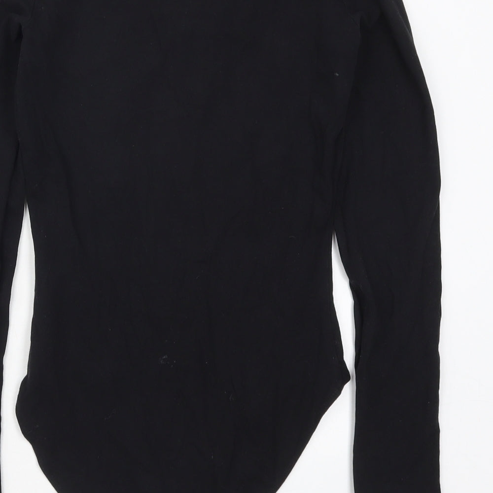 New Look Womens Black  Cotton Bodysuit One-Piece Size 10  Button