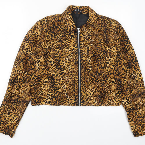 Preworn Womens Brown Animal Print  Jacket  Size M  Zip