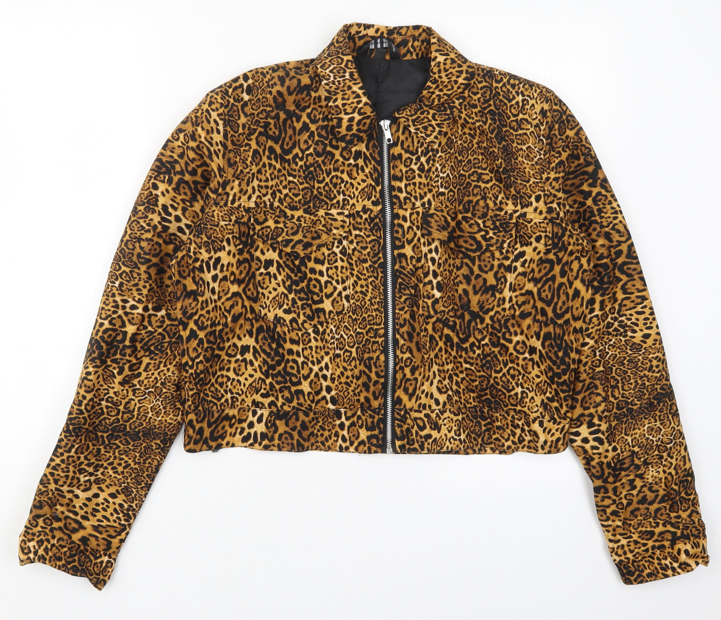 Preworn Womens Brown Animal Print  Jacket  Size M  Zip