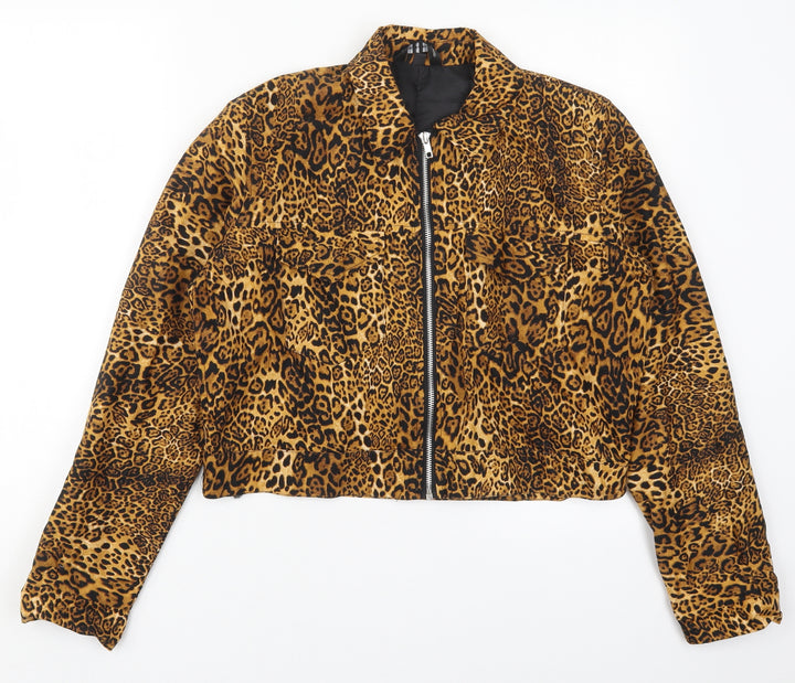 Preworn Womens Brown Animal Print  Jacket  Size M  Zip