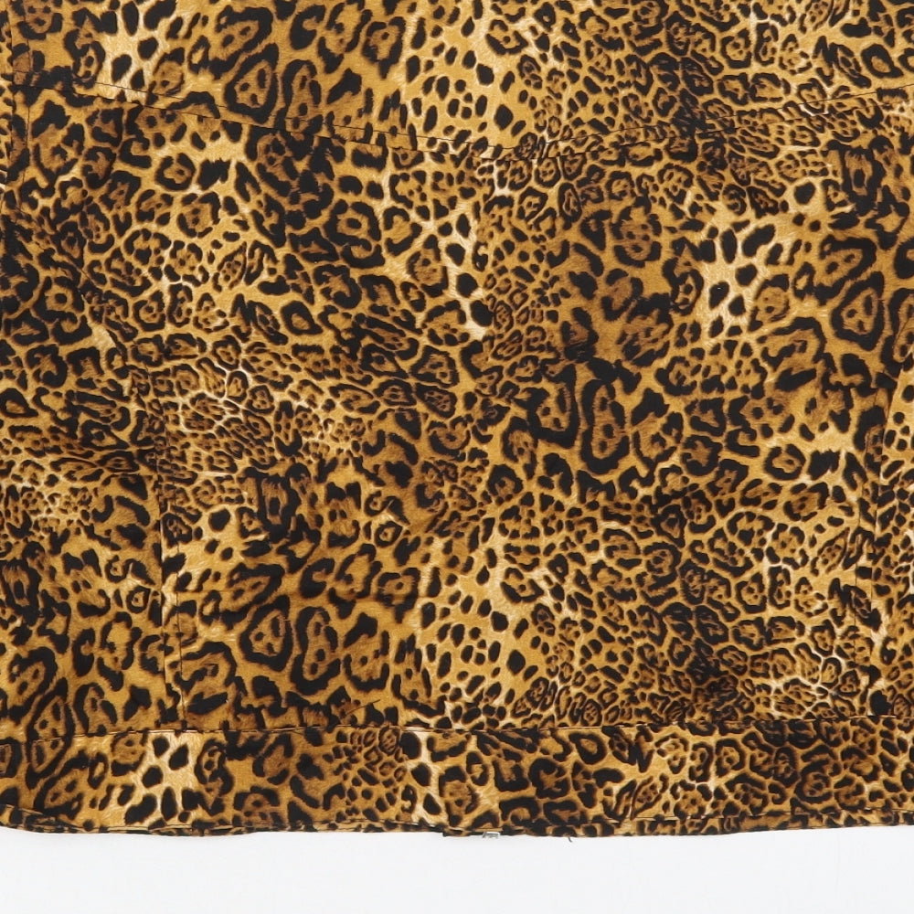 Preworn Womens Brown Animal Print  Jacket  Size M  Zip