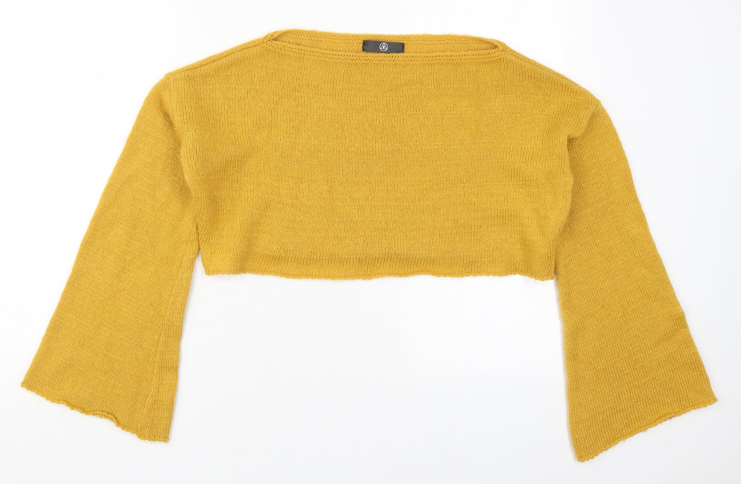 Missguided Womens Yellow Boat Neck  Acrylic Pullover Jumper Size 6