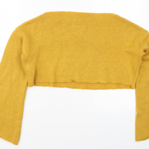 Missguided Womens Yellow Boat Neck  Acrylic Pullover Jumper Size 6