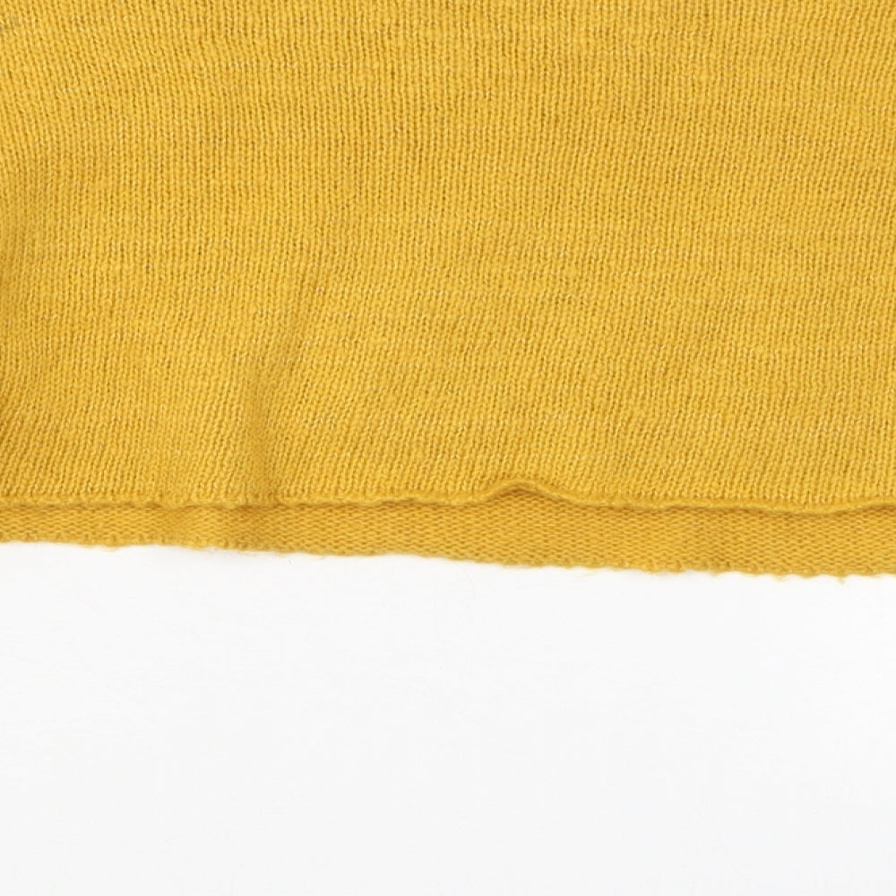 Missguided Womens Yellow Boat Neck  Acrylic Pullover Jumper Size 6