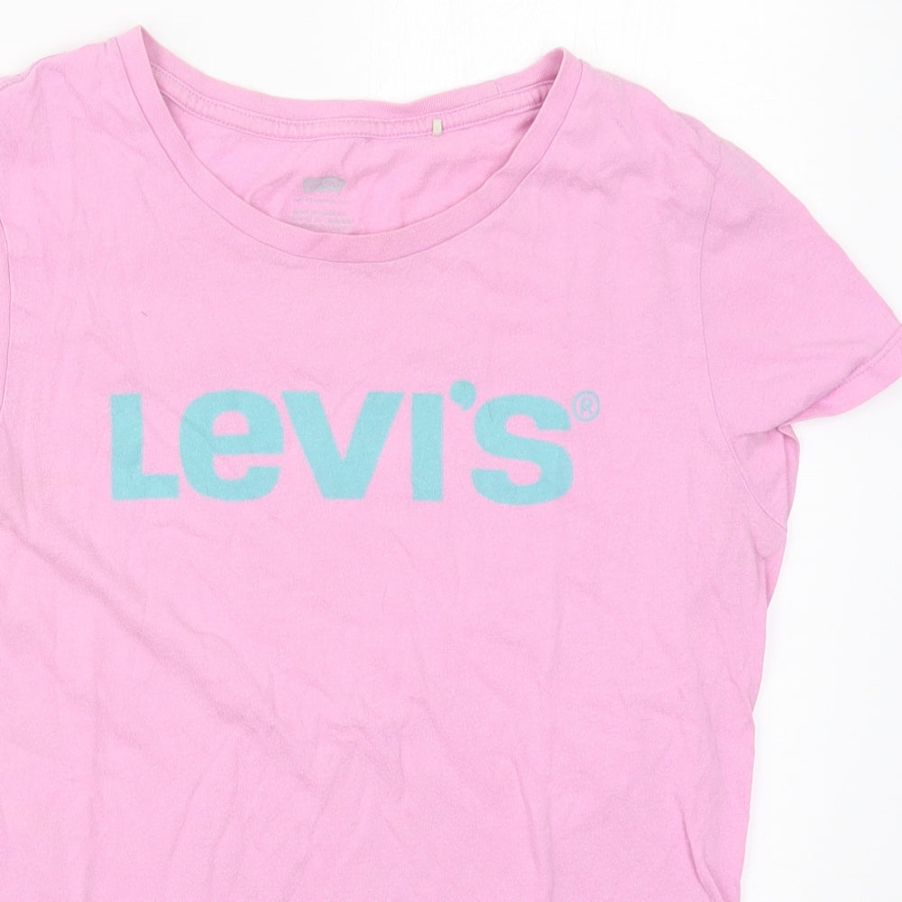 Levis Womens Pink  Cotton Basic T-Shirt Size M Crew Neck