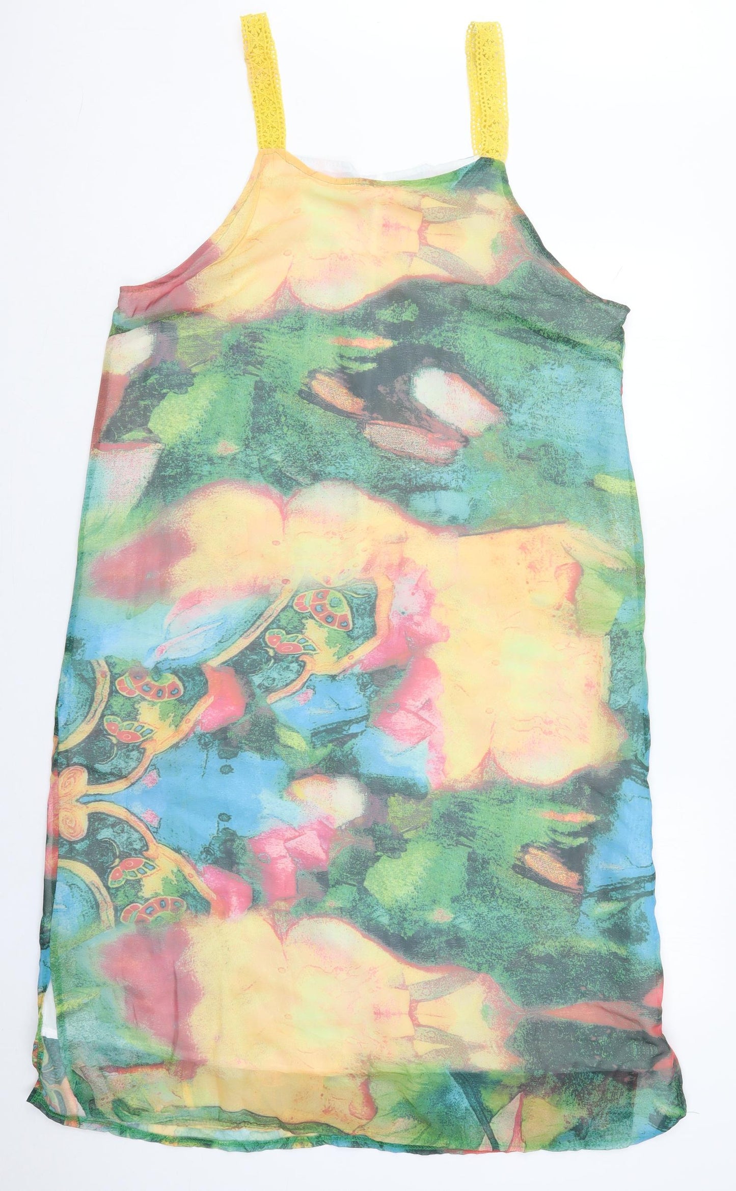 Preworn Womens Multicoloured  Polyester Tank Dress  One Size  Scoop Neck Pullover - Abstract