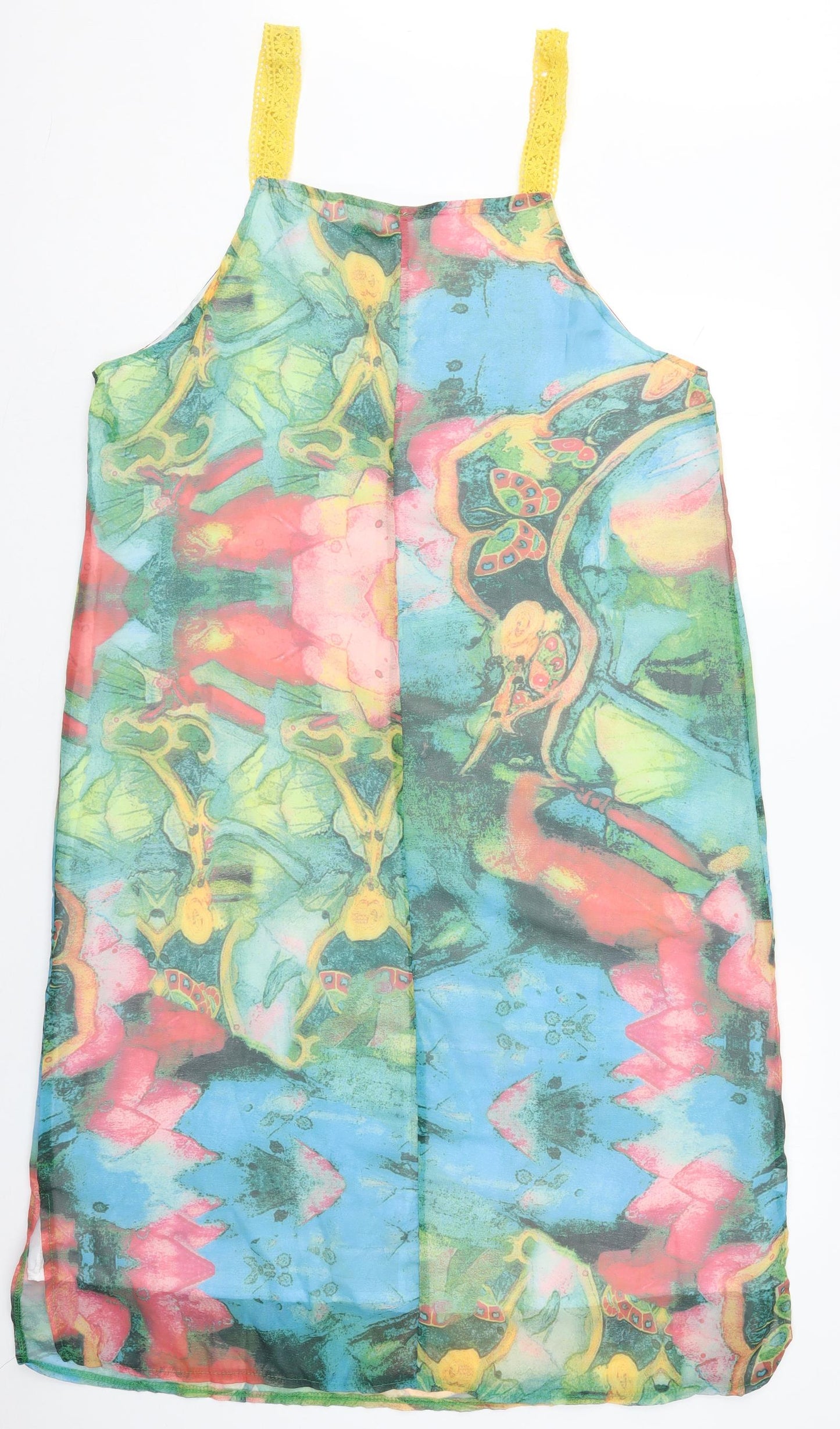 Preworn Womens Multicoloured  Polyester Tank Dress  One Size  Scoop Neck Pullover - Abstract