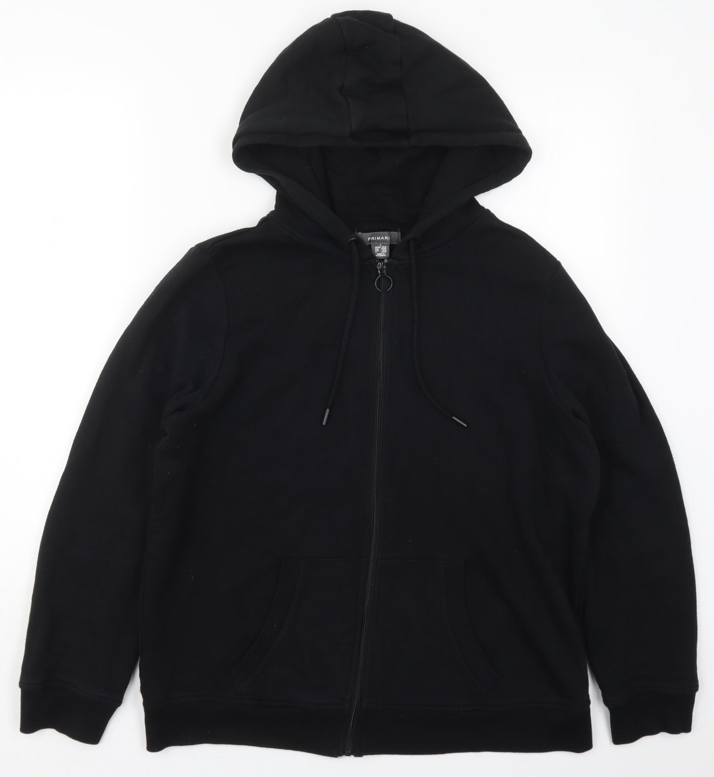 Primark Womens Black  Cotton Full Zip Hoodie Size 14  Zip