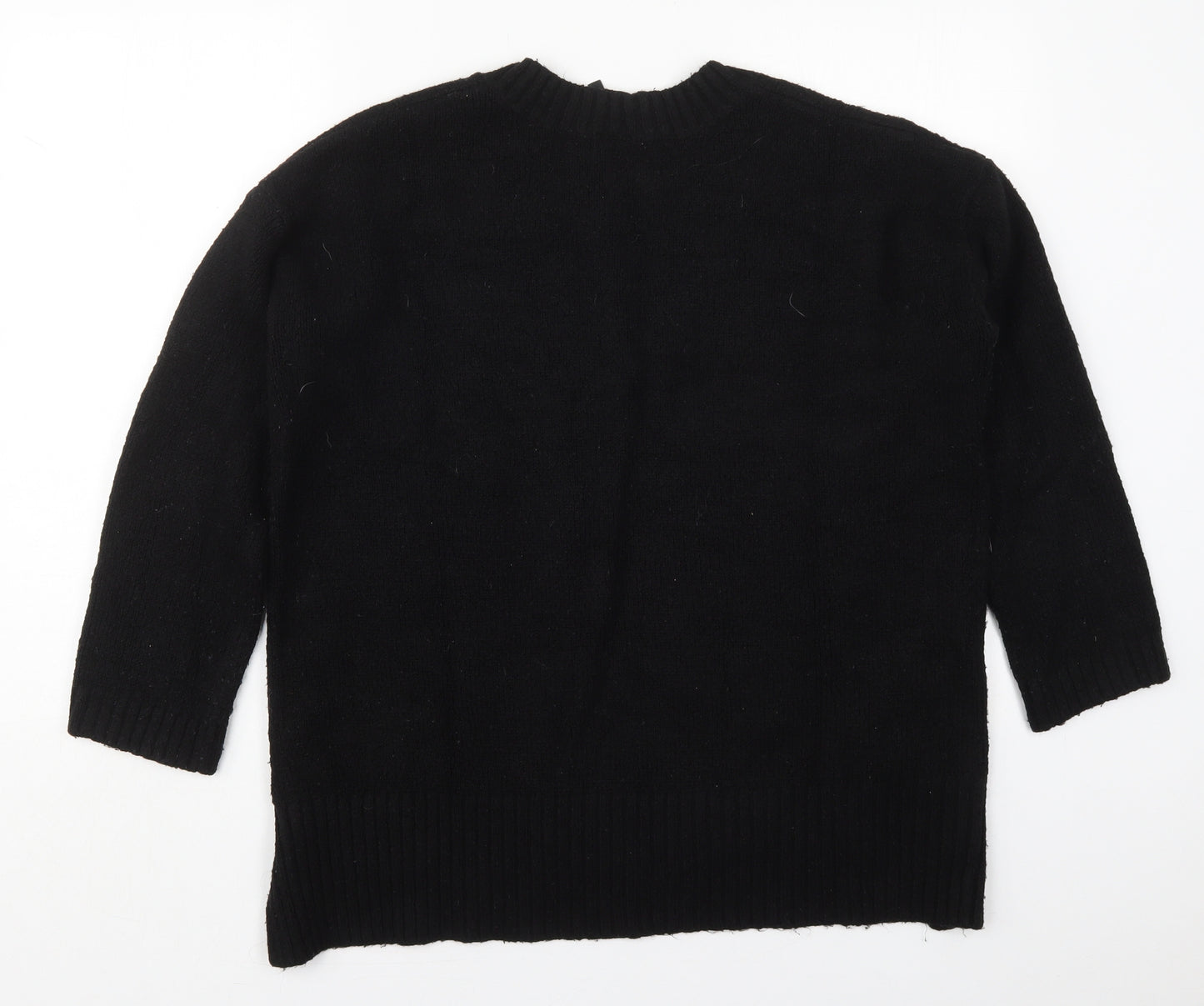 Capsule Womens Black V-Neck  Acrylic Pullover Jumper Size 12