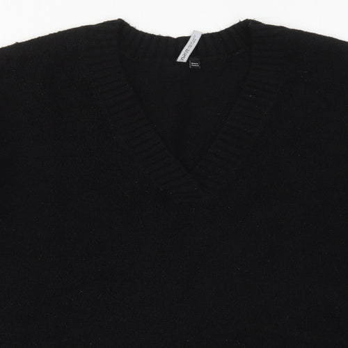 Capsule Womens Black V-Neck  Acrylic Pullover Jumper Size 12
