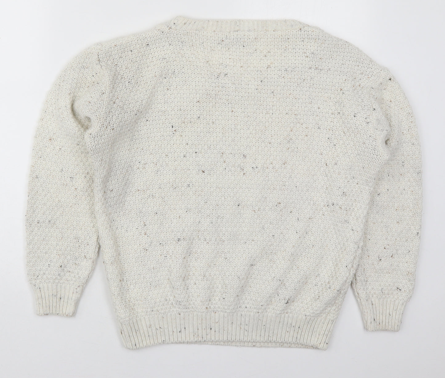 Chemistry Womens White Round Neck  Acrylic Pullover Jumper Size S