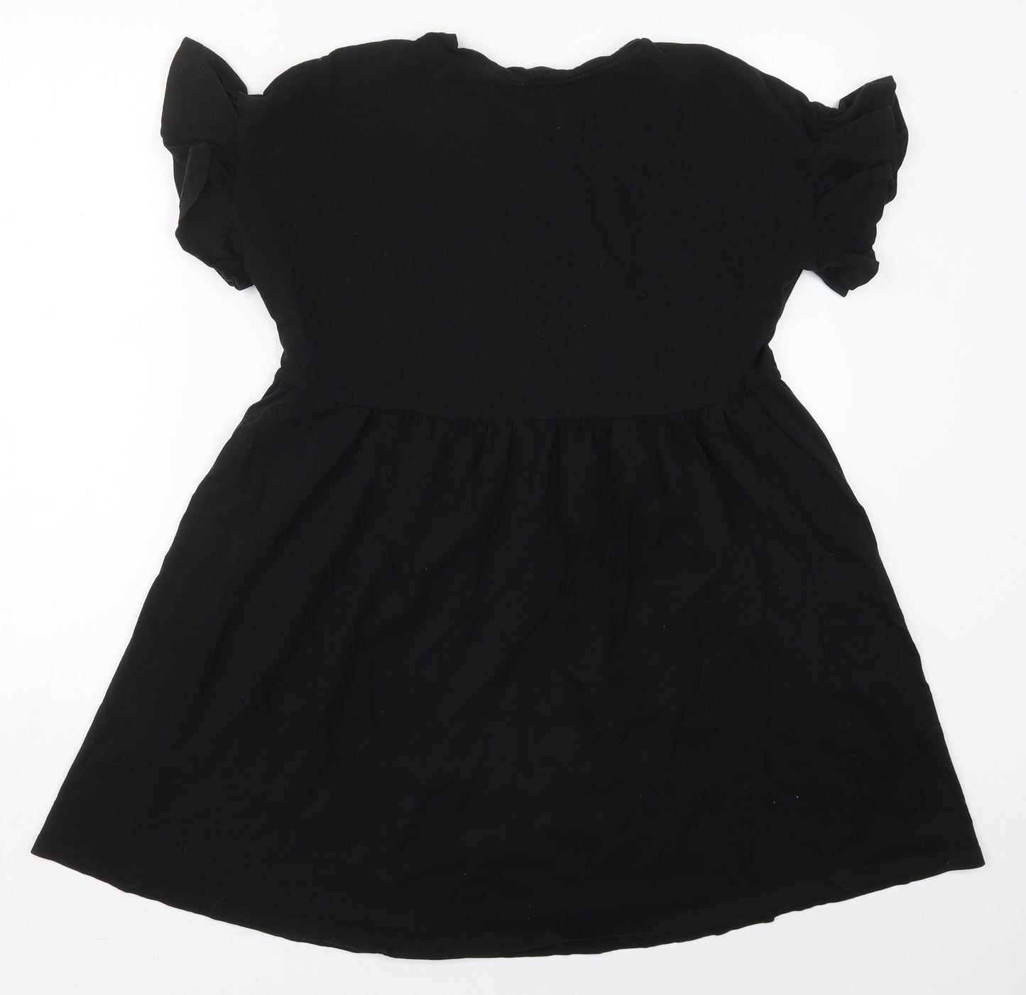 New Look Womens Black  Cotton Skater Dress  Size 6  Crew Neck Pullover