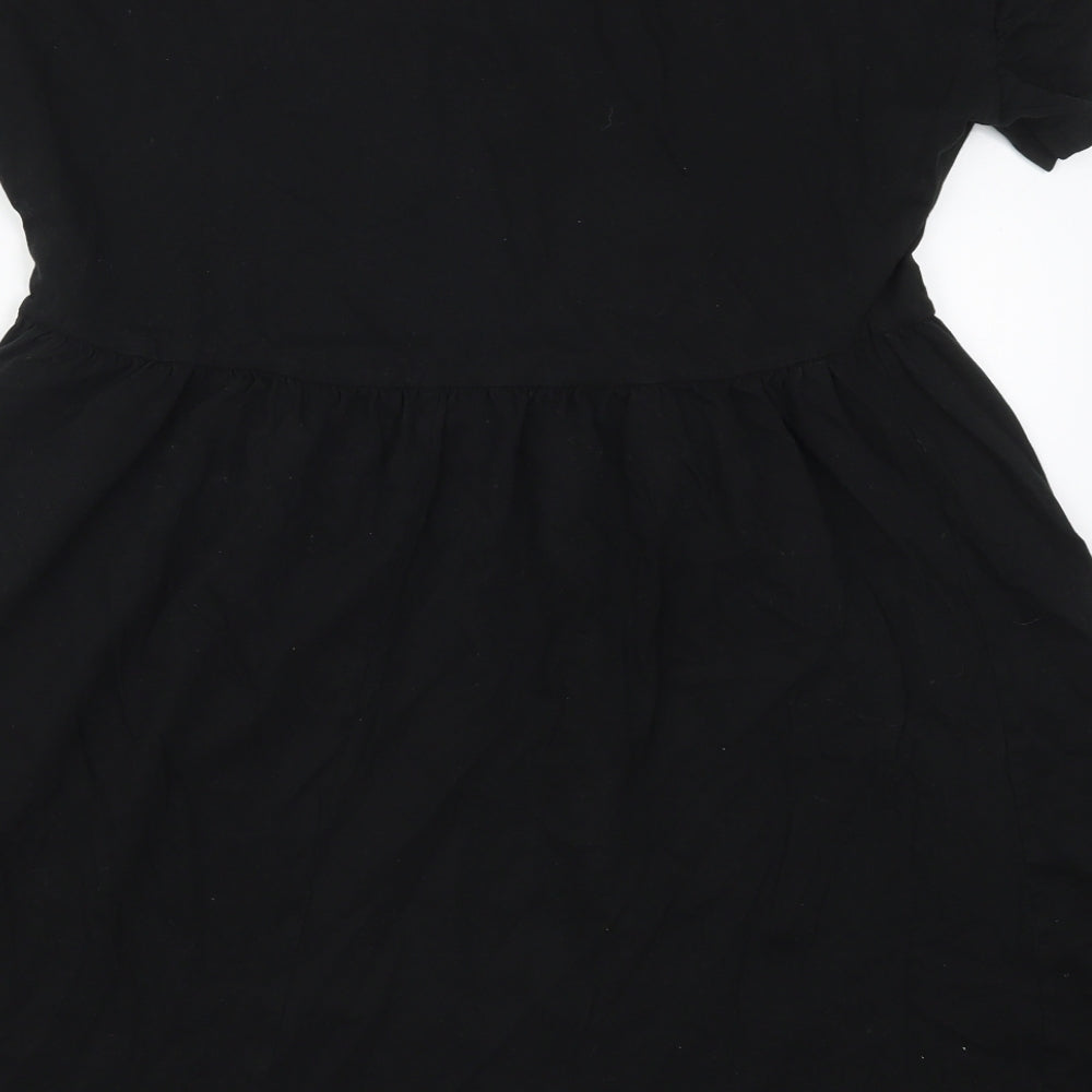 New Look Womens Black  Cotton Skater Dress  Size 6  Crew Neck Pullover