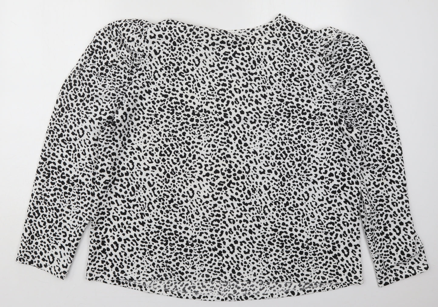 F&F Womens White Animal Print Polyester Basic T-Shirt Size 22 Crew Neck