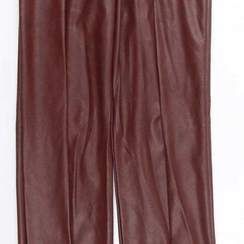 PRETTYLITTLETHING Womens Brown  Polyester Trousers  Size 6 L34 in Regular