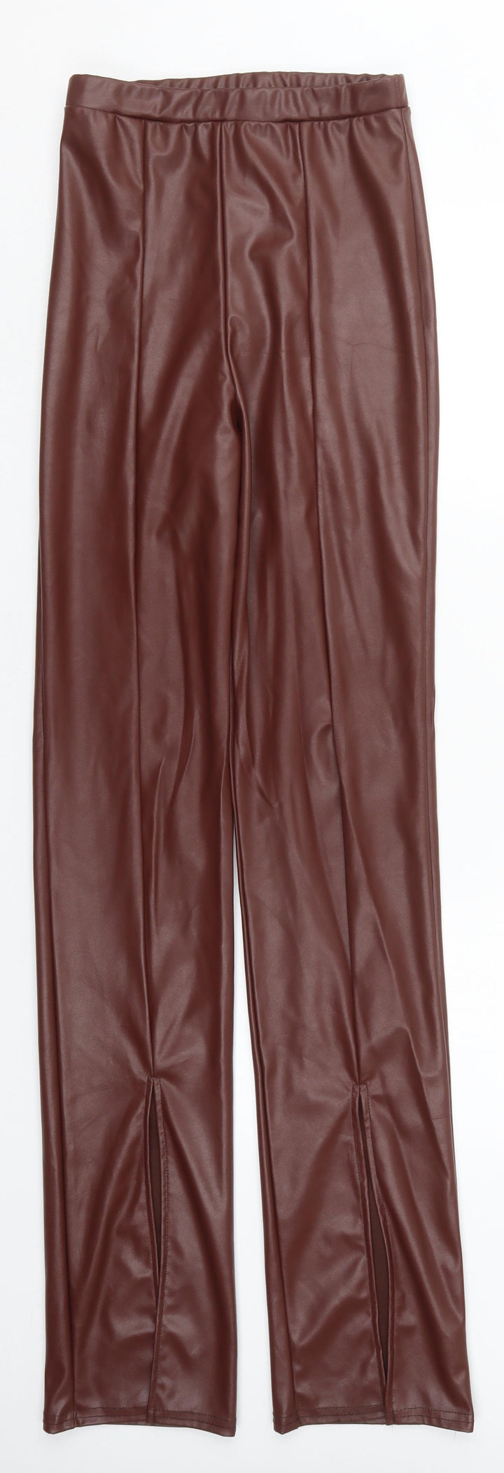 PRETTYLITTLETHING Womens Brown  Polyester Trousers  Size 6 L34 in Regular