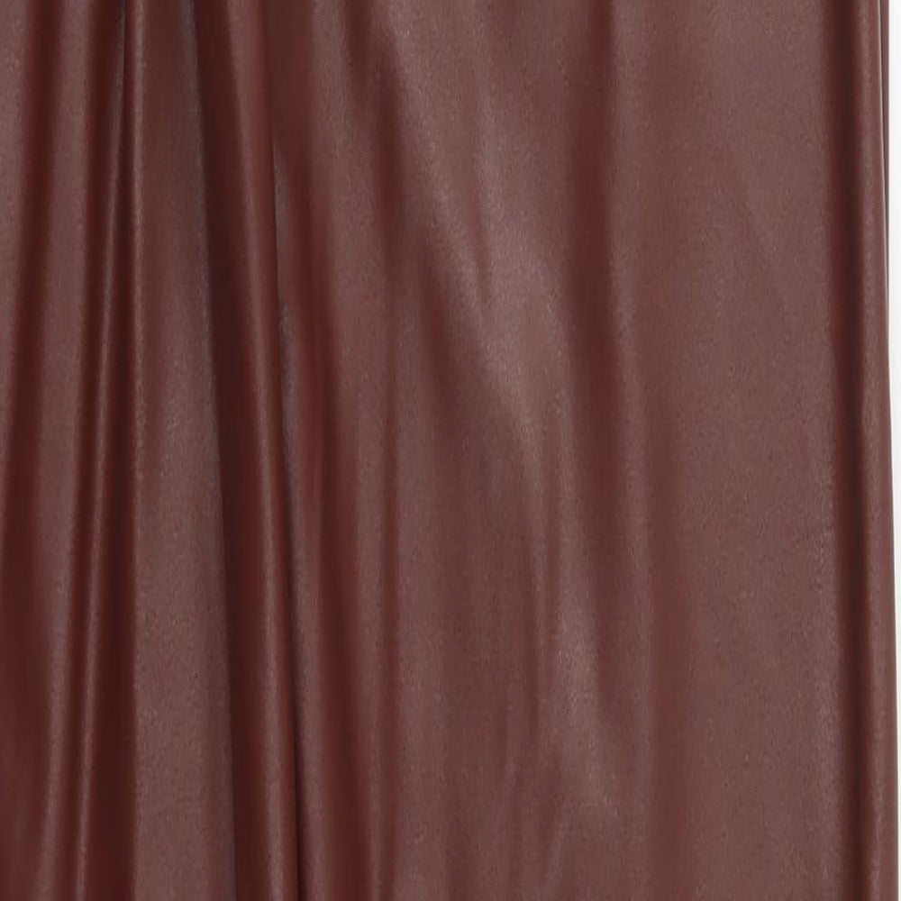 PRETTYLITTLETHING Womens Brown  Polyester Trousers  Size 6 L34 in Regular