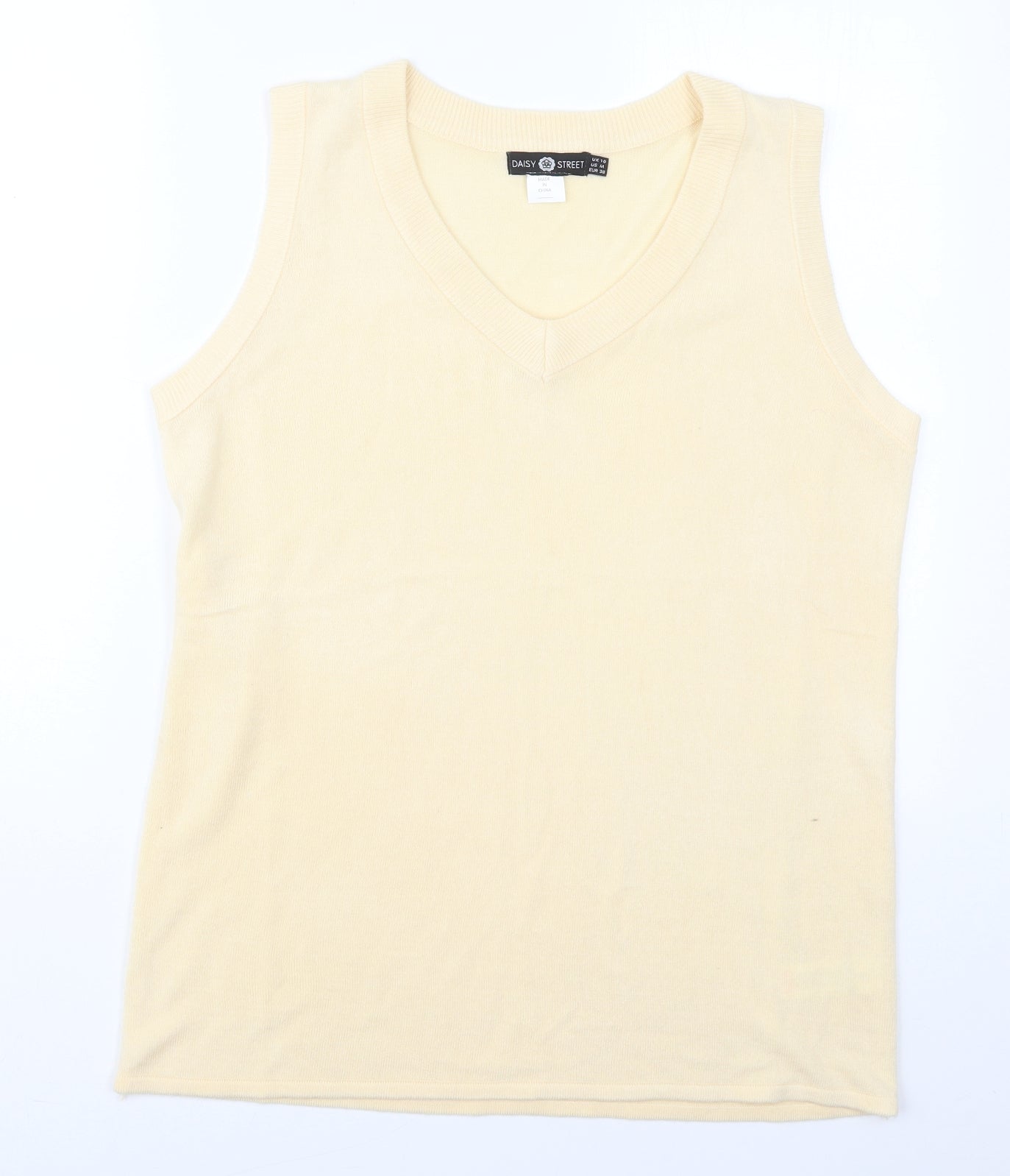Daisy Stree Womens Beige V-Neck  Acrylic Vest Jumper Size 10