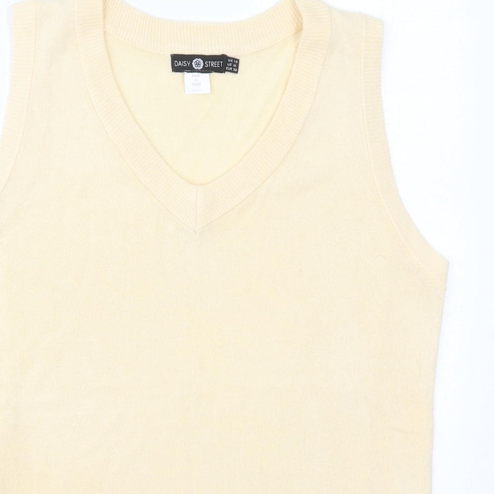 Daisy Stree Womens Beige V-Neck  Acrylic Vest Jumper Size 10