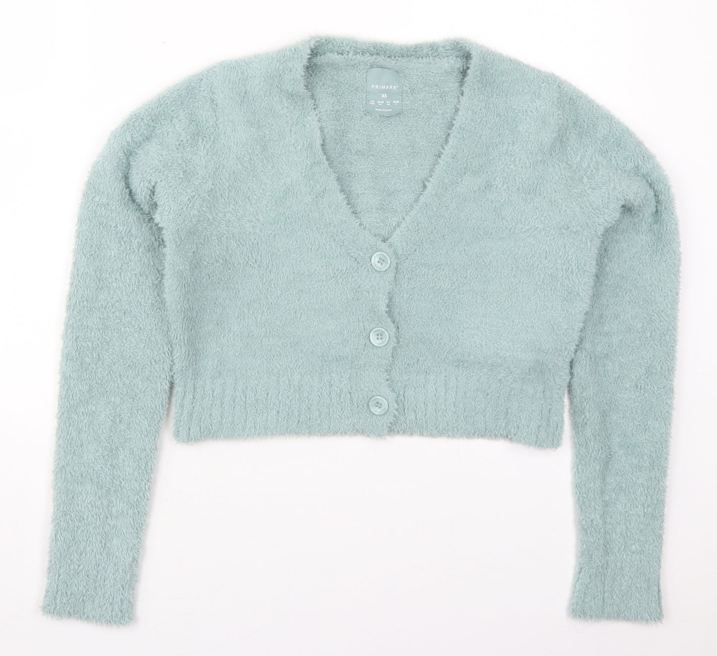 Primark Womens Green V-Neck  Polyester Cardigan Jumper Size 6