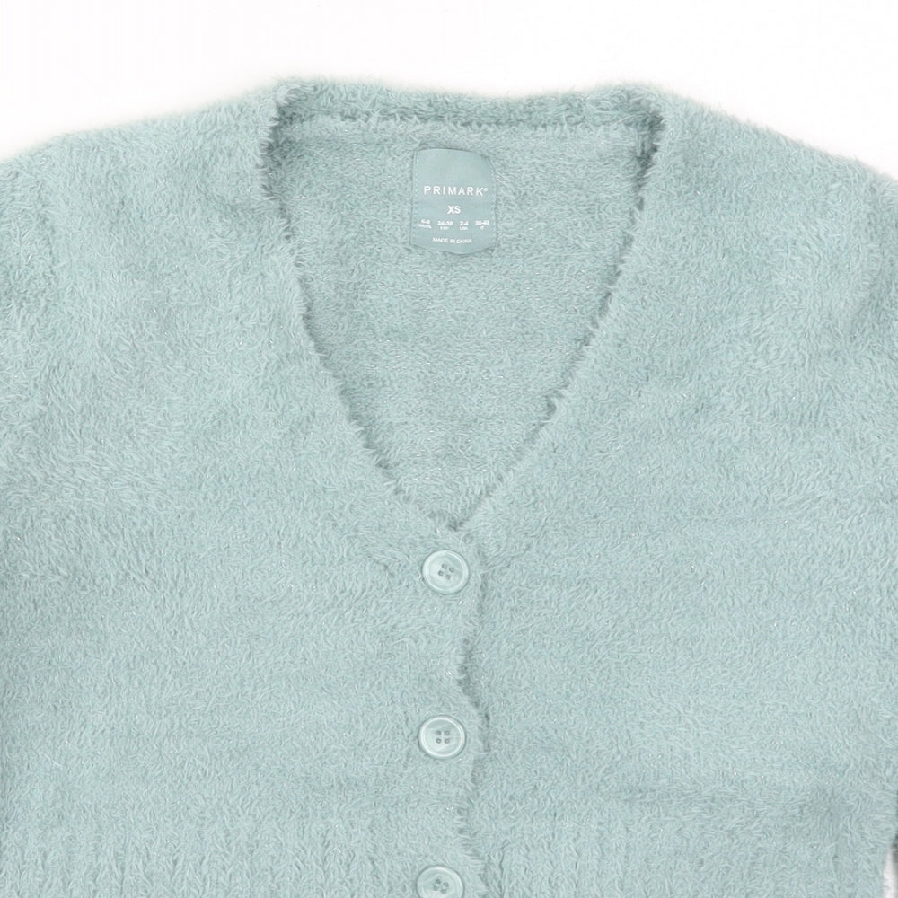 Primark Womens Green V-Neck  Polyester Cardigan Jumper Size 6