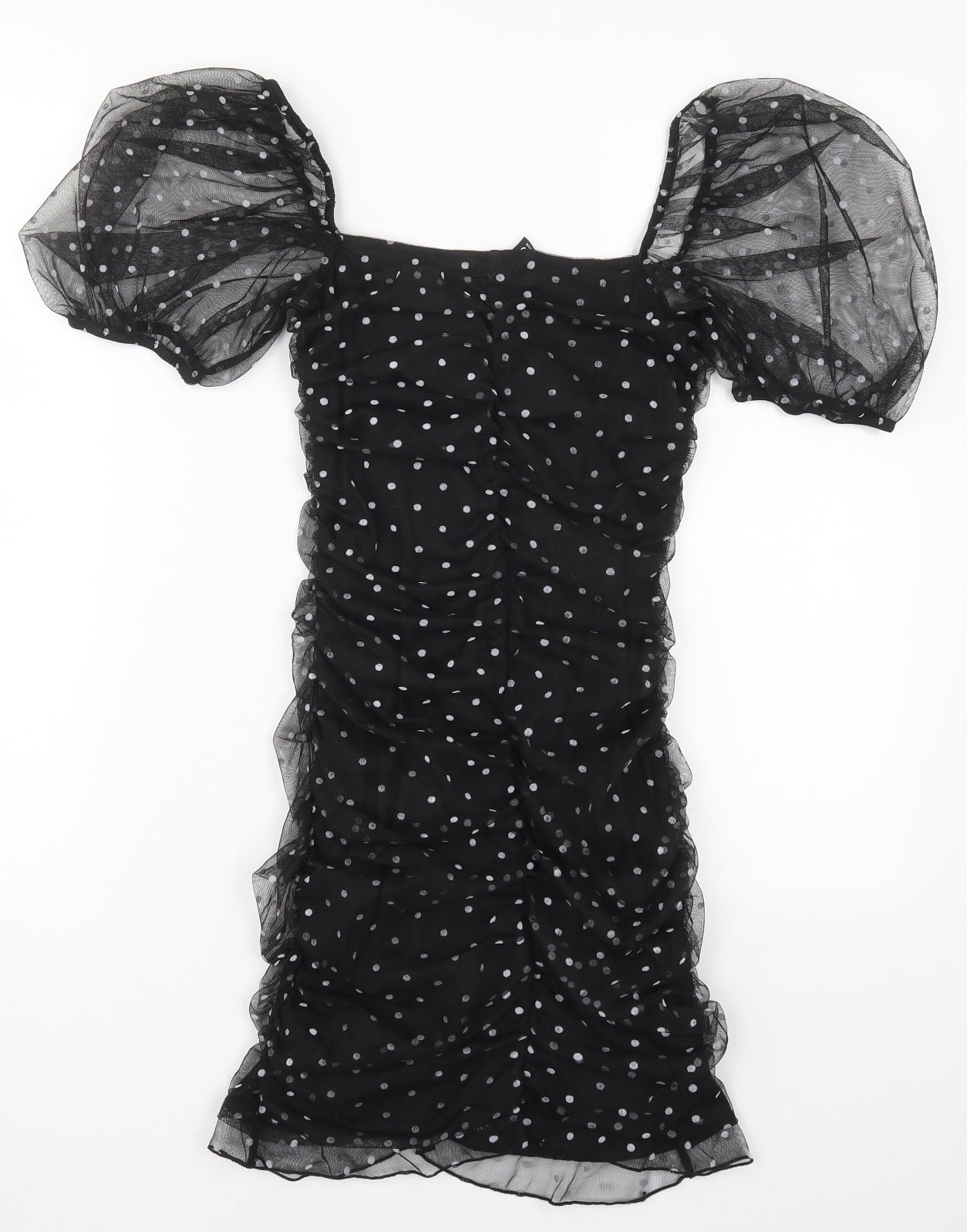 Topshop Womens Black Polka Dot Polyester Mini  Size 6  Square Neck Pullover
