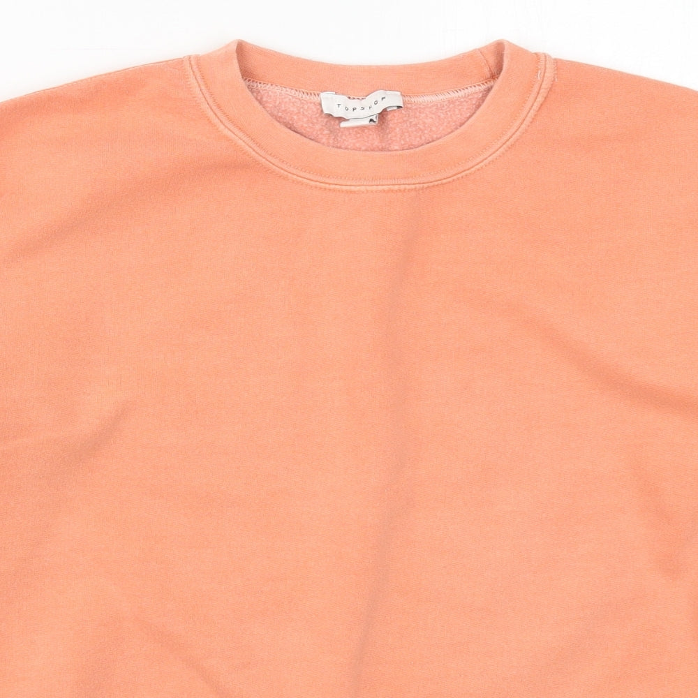 Topshop Womens Orange  Cotton Pullover Sweatshirt Size S  Pullover - Coral Coloured