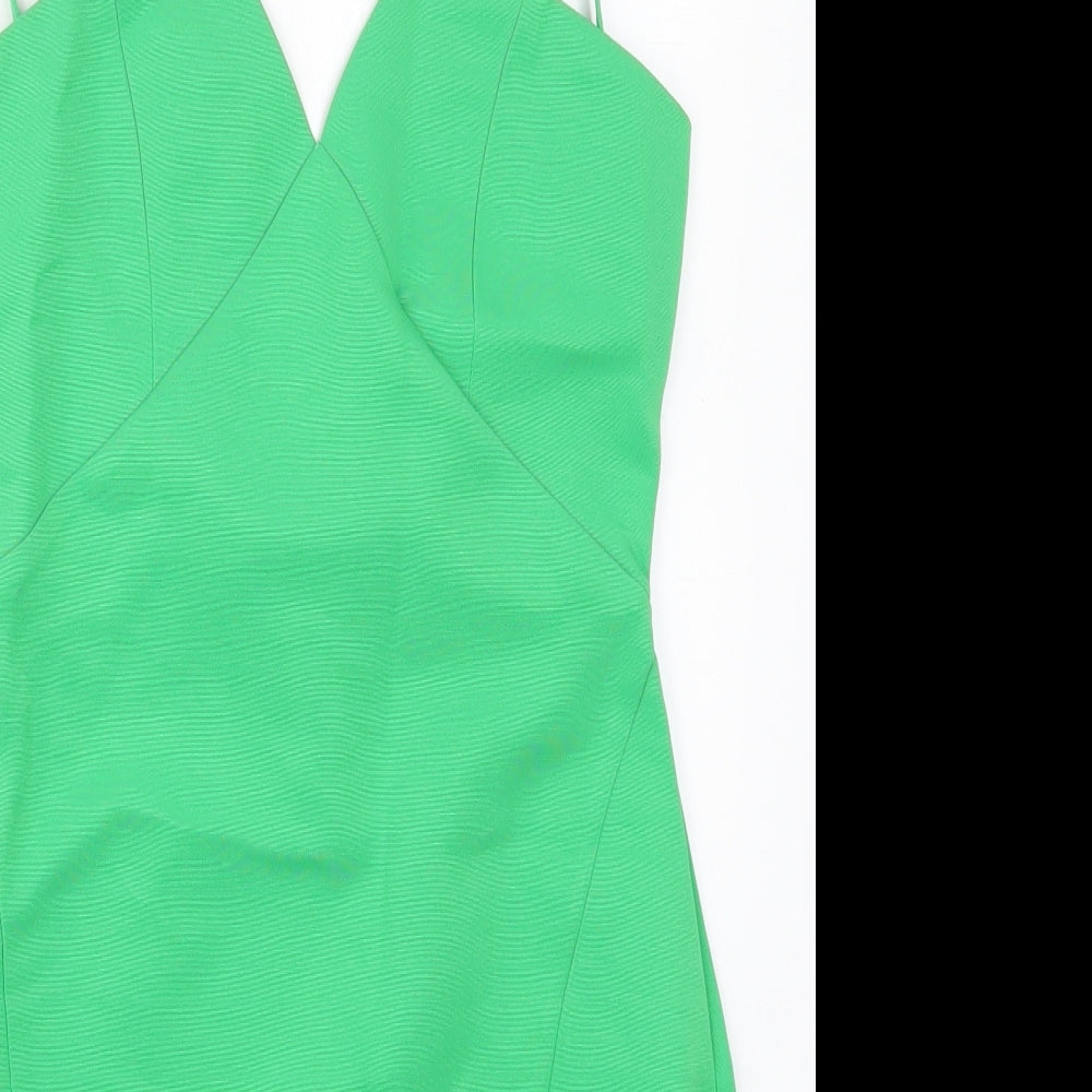 ASOS Womens Green  Polyester Mini  Size 8  V-Neck Zip