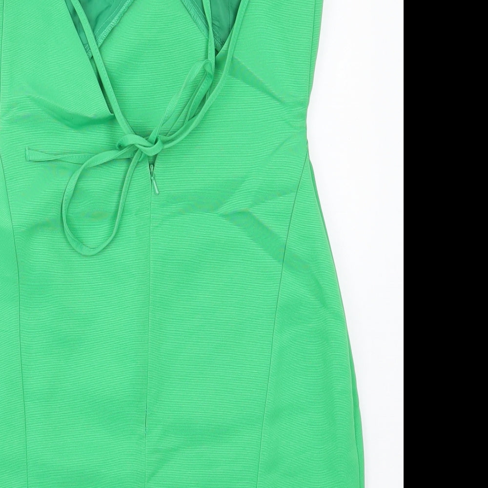 ASOS Womens Green  Polyester Mini  Size 8  V-Neck Zip