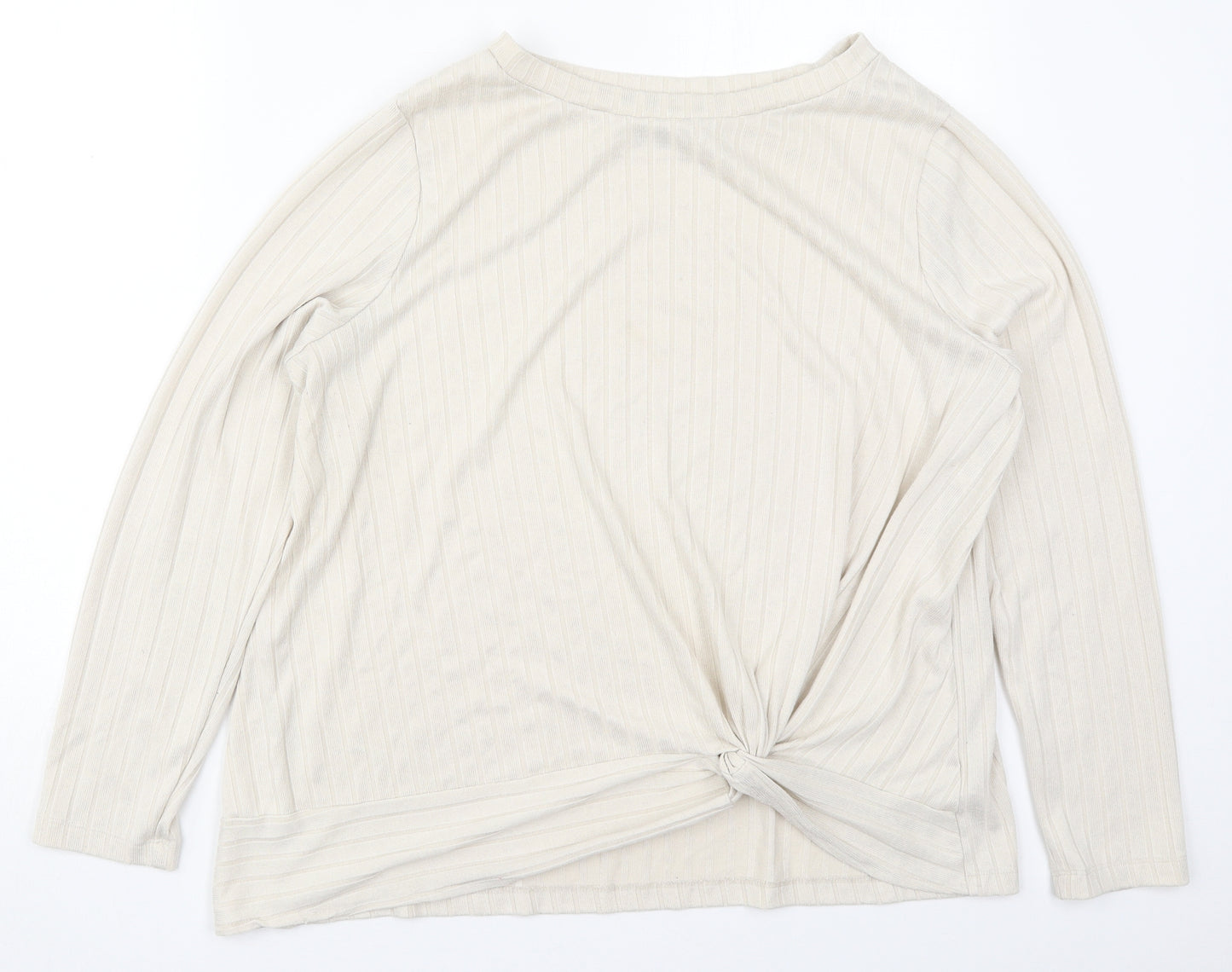 F&F Womens Beige  Polyester Basic T-Shirt Size 20 Boat Neck
