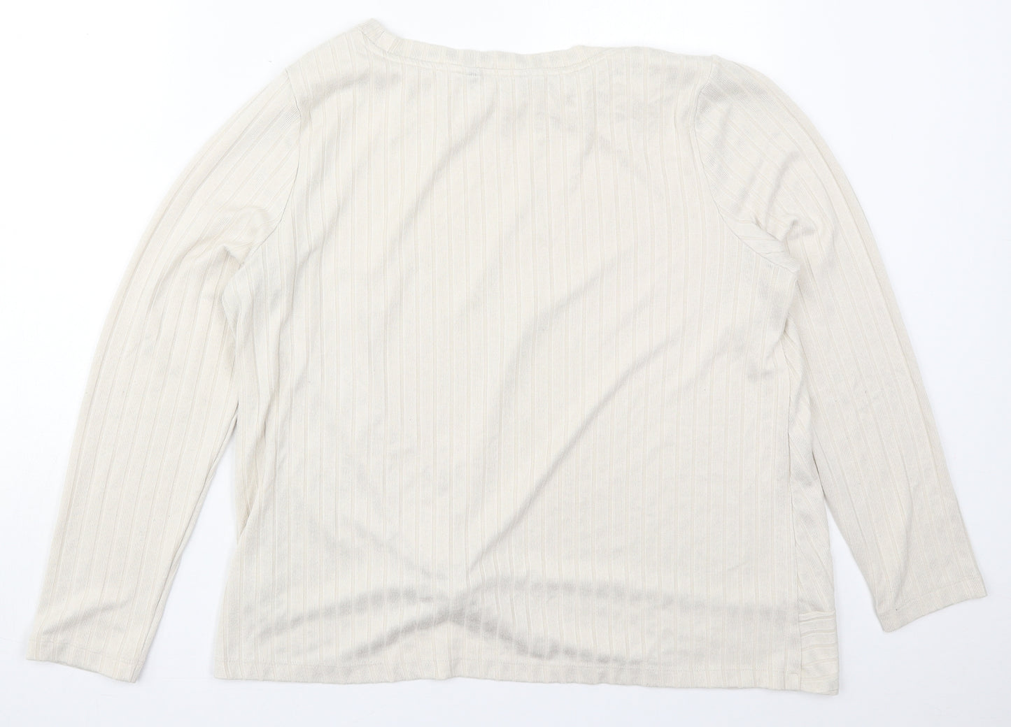 F&F Womens Beige  Polyester Basic T-Shirt Size 20 Boat Neck