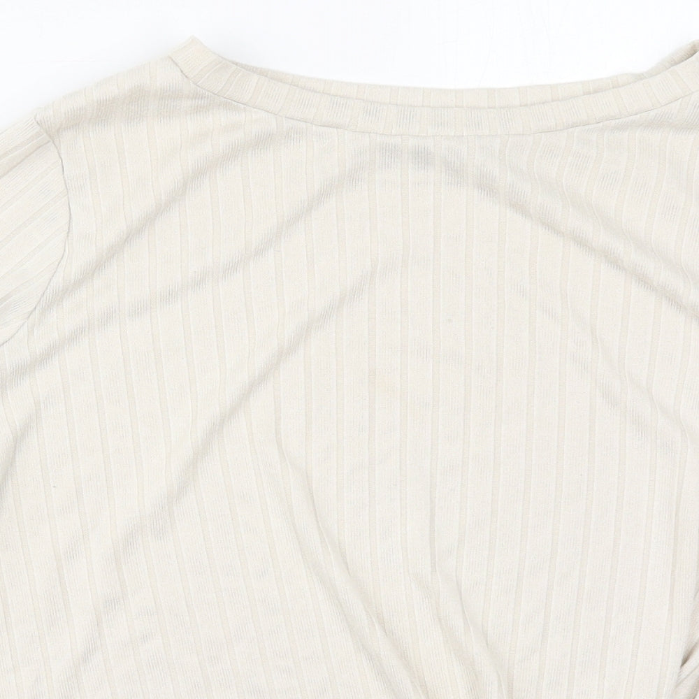 F&F Womens Beige  Polyester Basic T-Shirt Size 20 Boat Neck