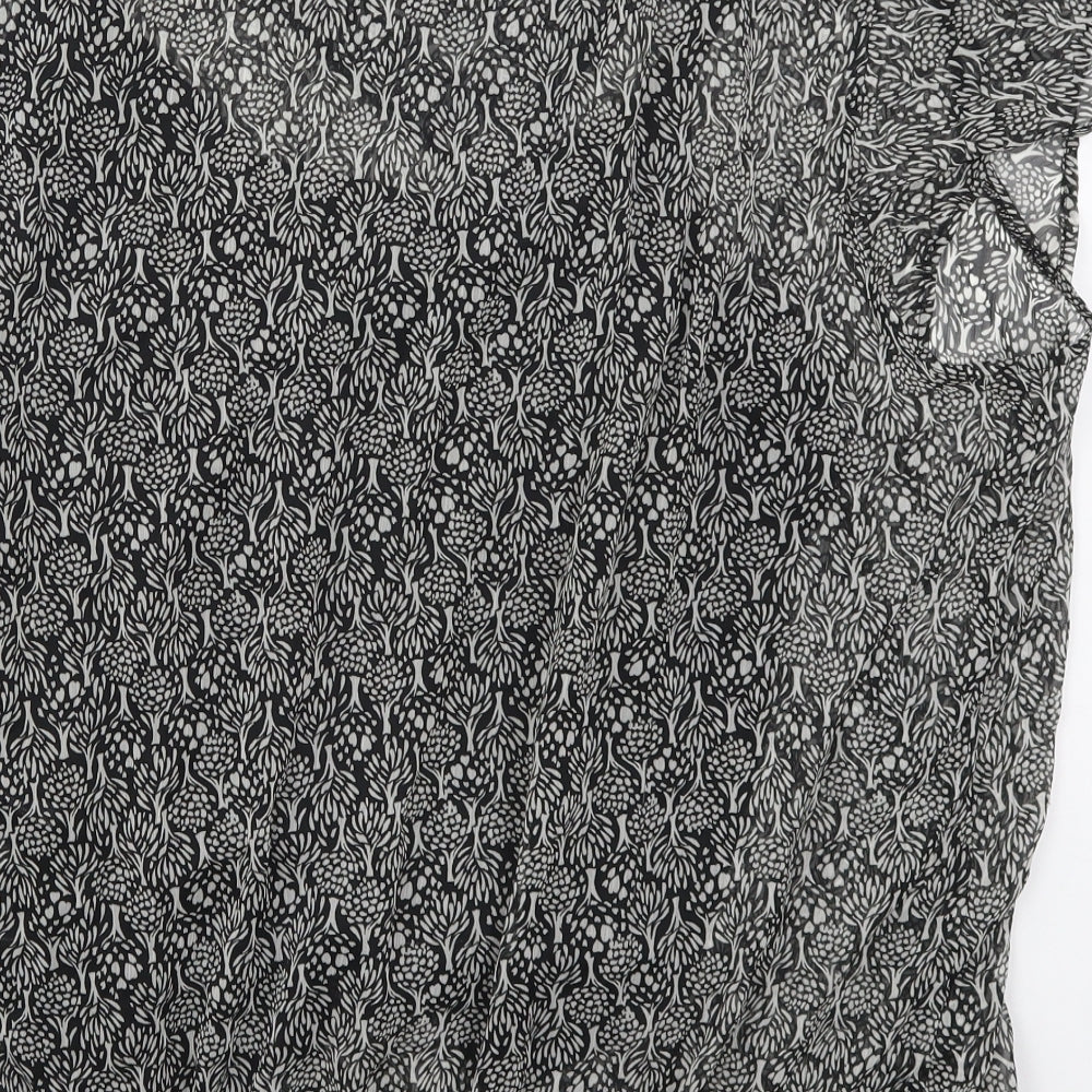 John Rocha Womens Black Floral Polyester Basic Blouse Size 22 Round Neck