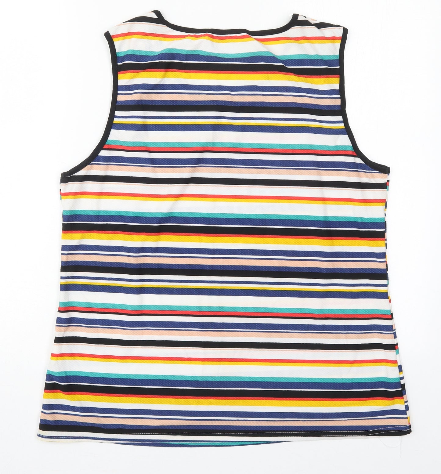 Renatto Benne Womens Multicoloured Striped Polyester Basic Tank Size 16 Round Neck