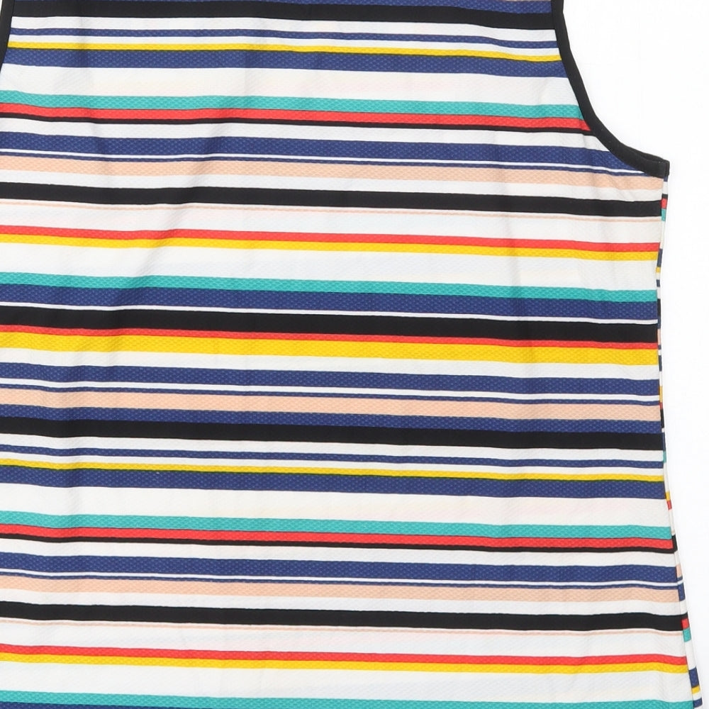 Renatto Benne Womens Multicoloured Striped Polyester Basic Tank Size 16 Round Neck
