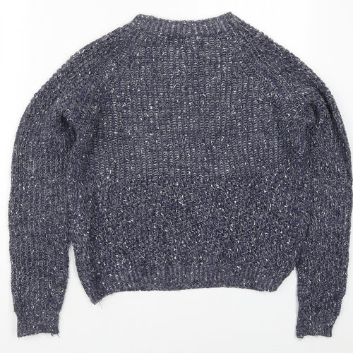 Izabel London Womens Blue Crew Neck  Acrylic Pullover Jumper Size 10