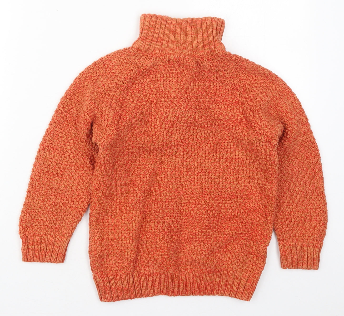 H&M Boys Orange High Neck  Cotton Pullover Jumper Size 7-8 Years  Zip
