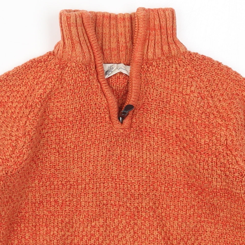H&M Boys Orange High Neck  Cotton Pullover Jumper Size 7-8 Years  Zip
