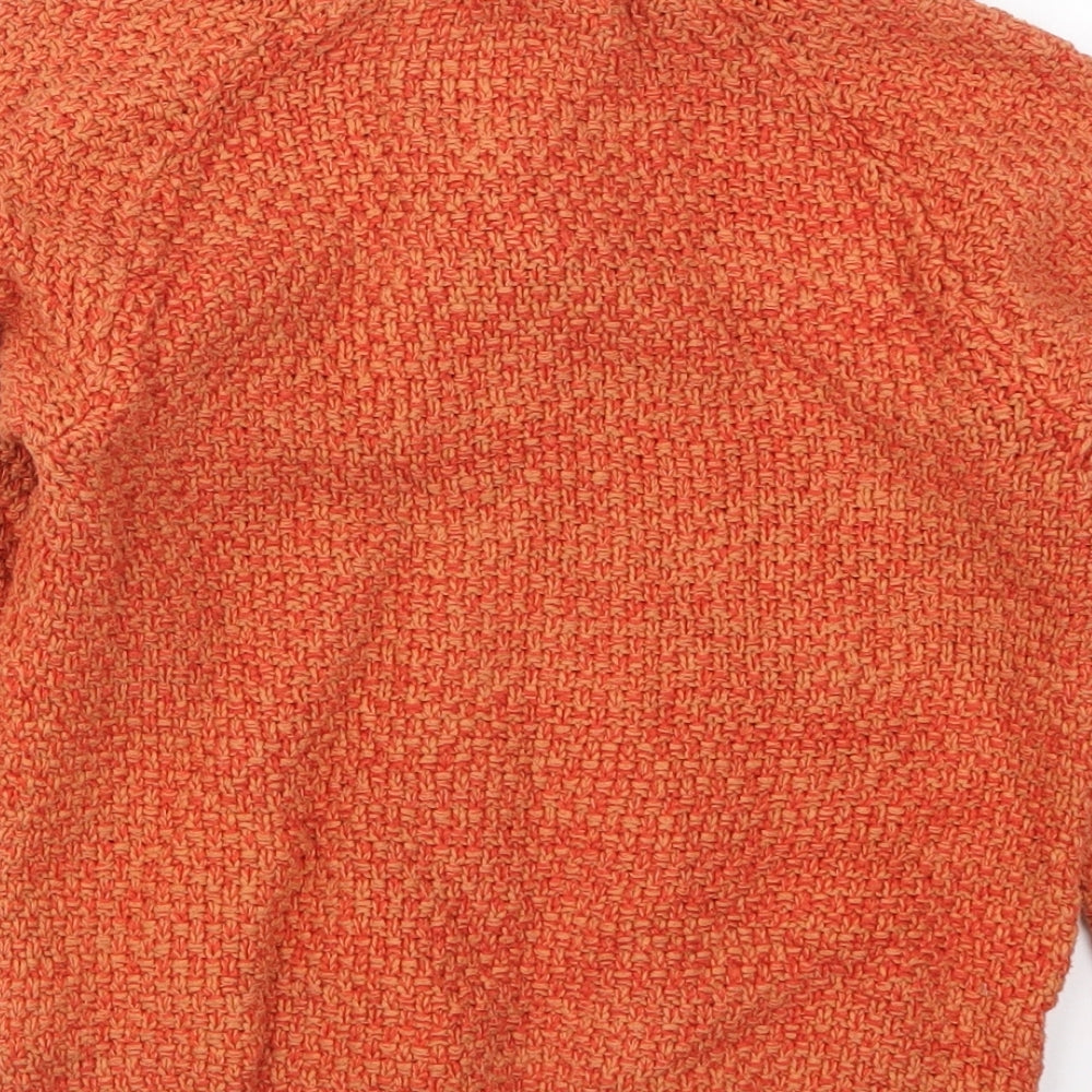 H&M Boys Orange High Neck  Cotton Pullover Jumper Size 7-8 Years  Zip