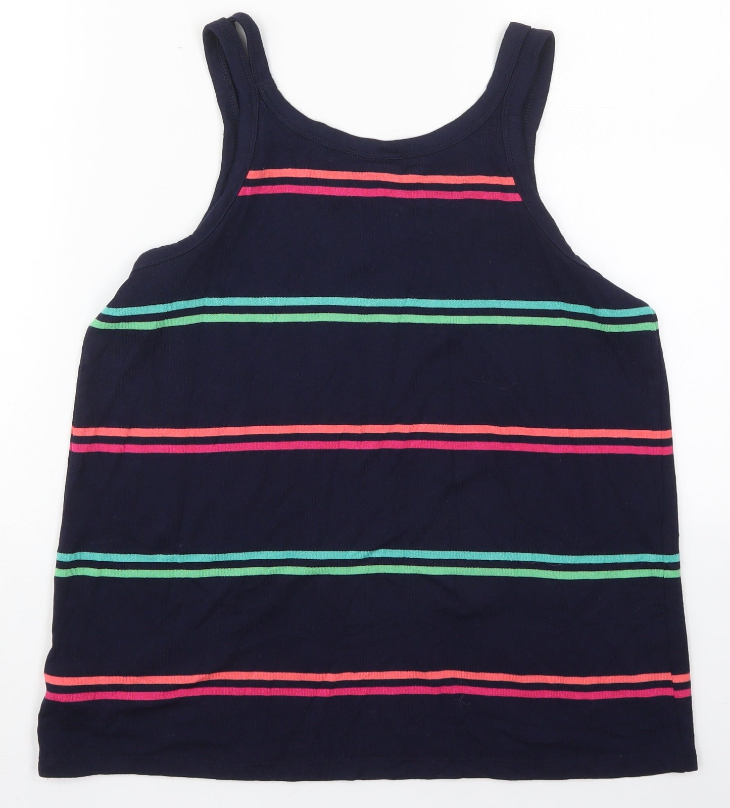 Gap Womens Blue Striped Polyester Basic Tank Size M Scoop Neck