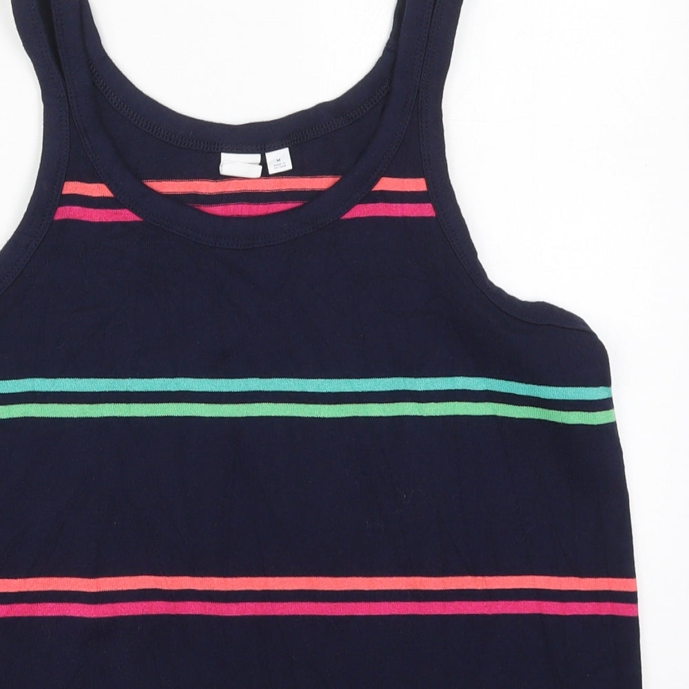 Gap Womens Blue Striped Polyester Basic Tank Size M Scoop Neck