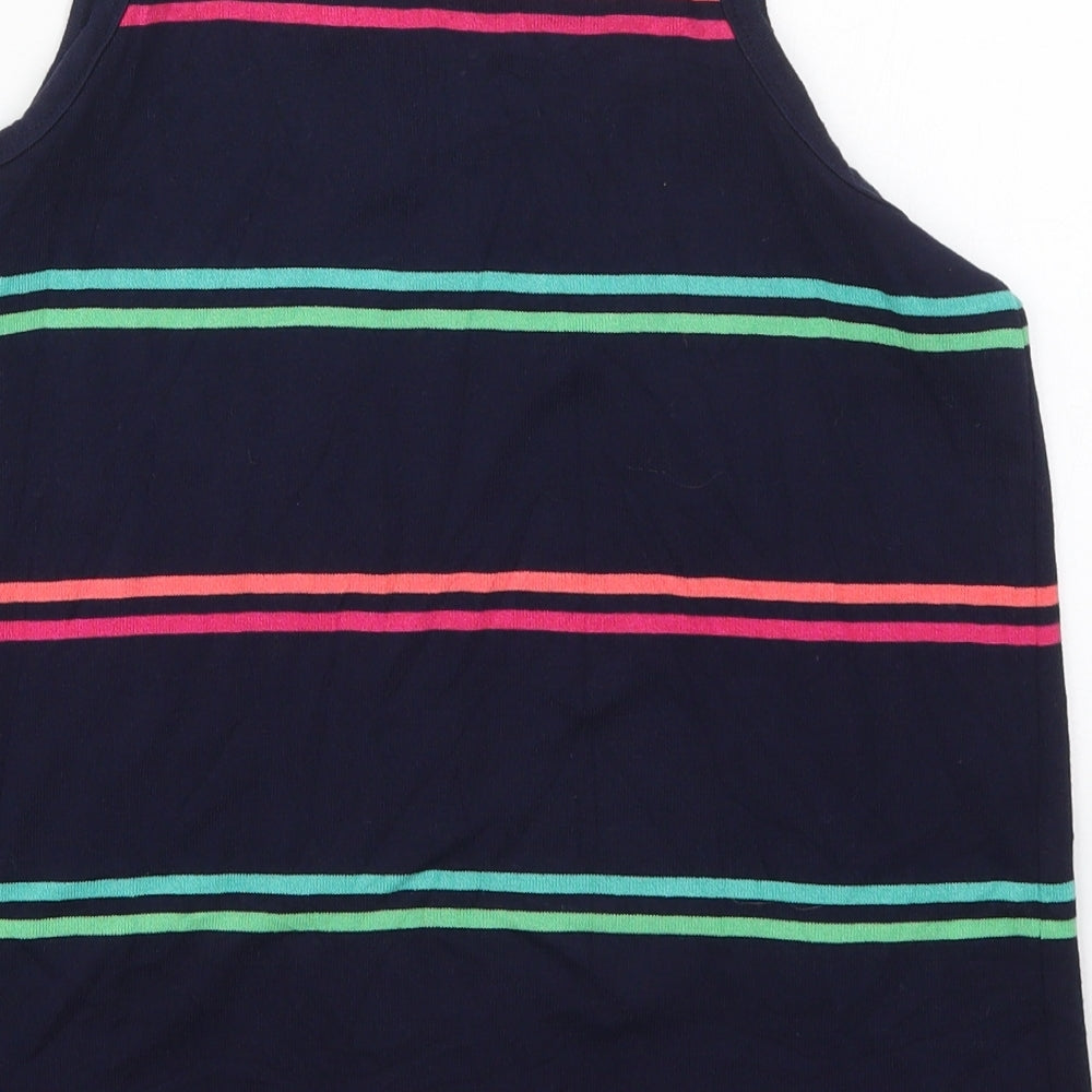 Gap Womens Blue Striped Polyester Basic Tank Size M Scoop Neck