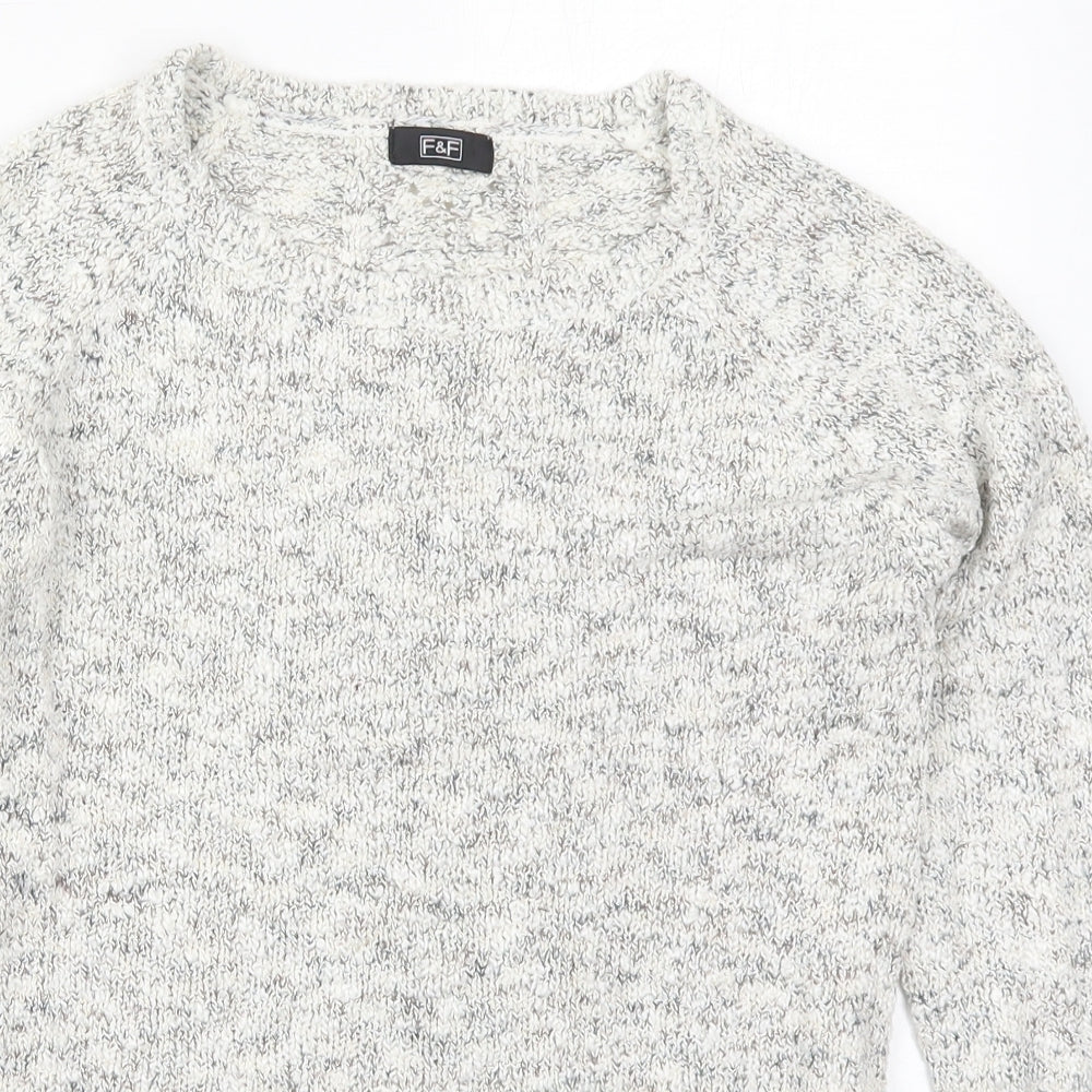 F&F Womens Grey Crew Neck  Acrylic Pullover Jumper Size 10