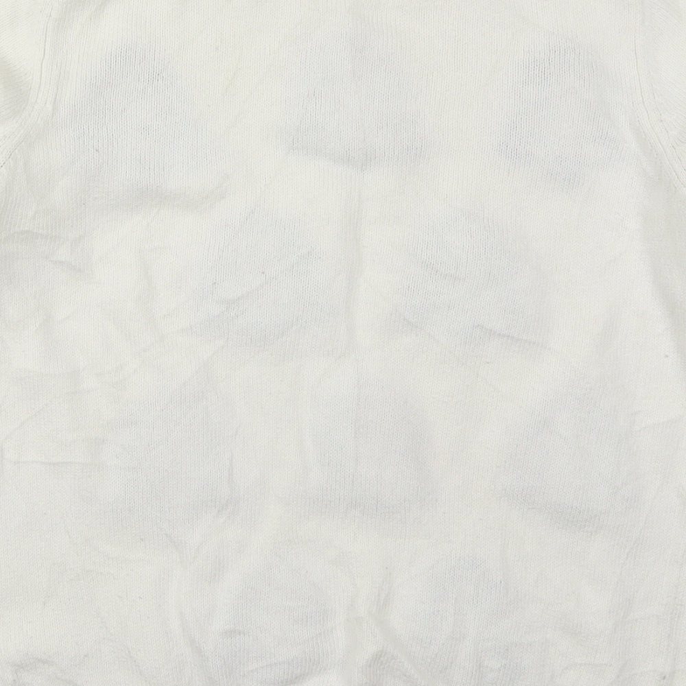 George Womens White Crew Neck  Cotton Pullover Jumper Size 10   - Christmas Trees